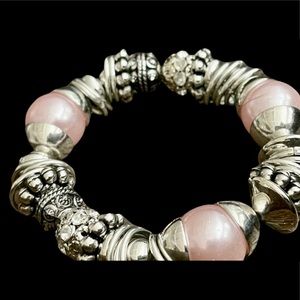 Handmade Pink Pearl and Silver Bracelet
